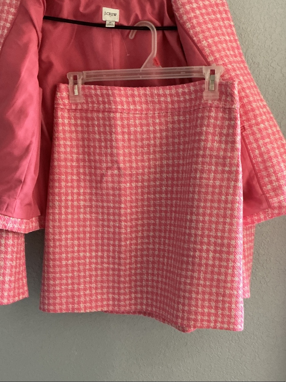 J. Crew Pink Houndstooth Blazer Jacket and Mini Skirt - Picture 4 of 6